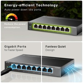 TP-Link Switch 8 Port Gigabit Network Switch, Ethernet Splitter, Hub, Plug and Play, Desktop or Wall Mounting, Metal Case, Silent Operation, Energy-Saving TL-SG108S