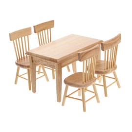 Toyvian 5pcs Dollhouse Dining Table Chair DIY Miniature Kit Kitchen Furniture Clear Paint Rocking Camp Chairs for Adults Wood Furniture Mini House Furniture Wooden Puppet Truck Suite Child
