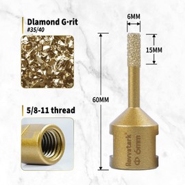 Diamond Core Drill Bits 1/4 Inch (6mm) Tile Hole Saws Vacuum Brazed Diamond Hole Saw for Tiles Porcelain Ceramic Glass Marble Brick Granite Quartz, Dry or Wet Use, 5/8-11 Thread