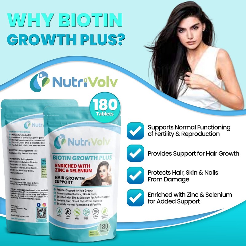 Biotin Hair Growth - Zinc & Selenium - 180 Tablets