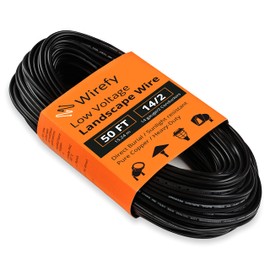 Wirefy 14/2 Low Voltage Landscape Lighting Copper Wire - 14-Gauge 2-Conductor 50 Feet | Low Voltage Wiring | Landscape Wire 14/2