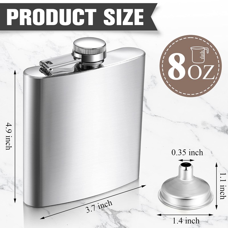 Honeydak 20 Pcs 8 oz Hip Flask for Liquor Stainless