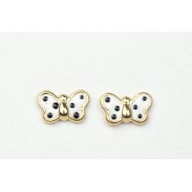 Unbranded 14k Yellow Gold Enamel Butterfly Baby earrings with Screw Back - White Enamel