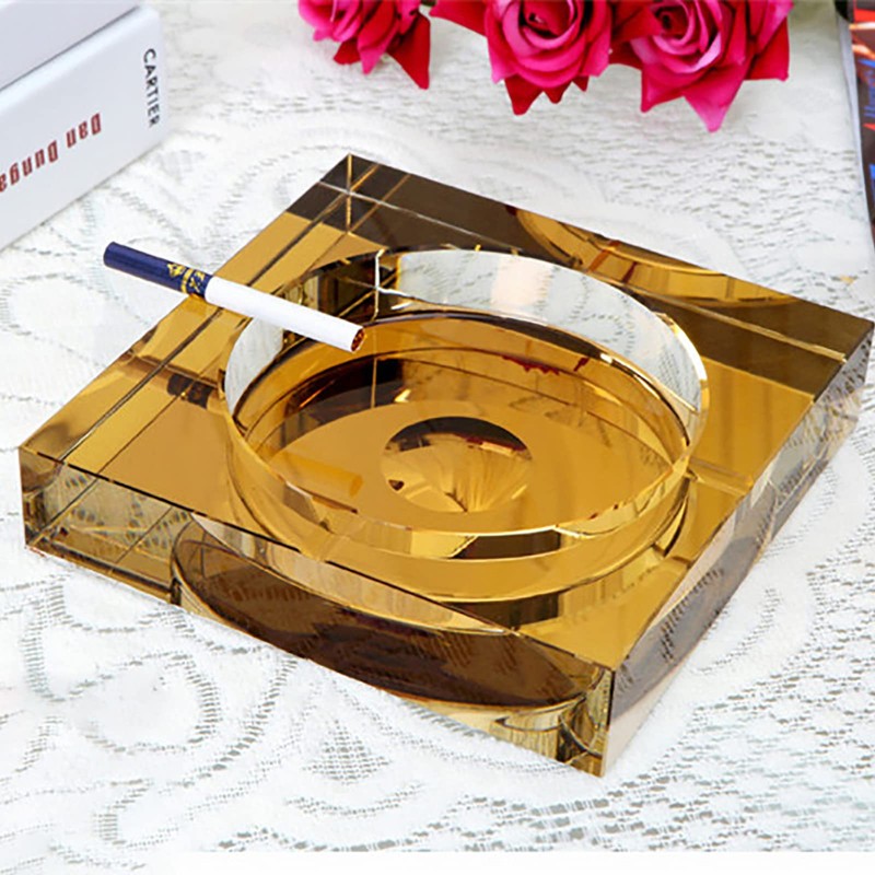 Gold Crystal Glass Ashtray Creative Personality Gift Outer Diameter 15