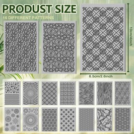 CHGCRAFT 16 Sheets Abstract Floral Clay Texture Matte Seamless Flower Pattern Polymer Clay Texture Leaves DIY Tools for Potters Earring Jewellery Making Stamp Engraving Machines, 4 x 2.6 Inches