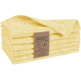 Ohomly Living Slub Textured Dinner Napkins Set of 6-100% Cotton Cloth Napkins 18x18 Inch - Soft Durable Washable Fabric Napkins for Everyday Use & Special Occasions - Yellow