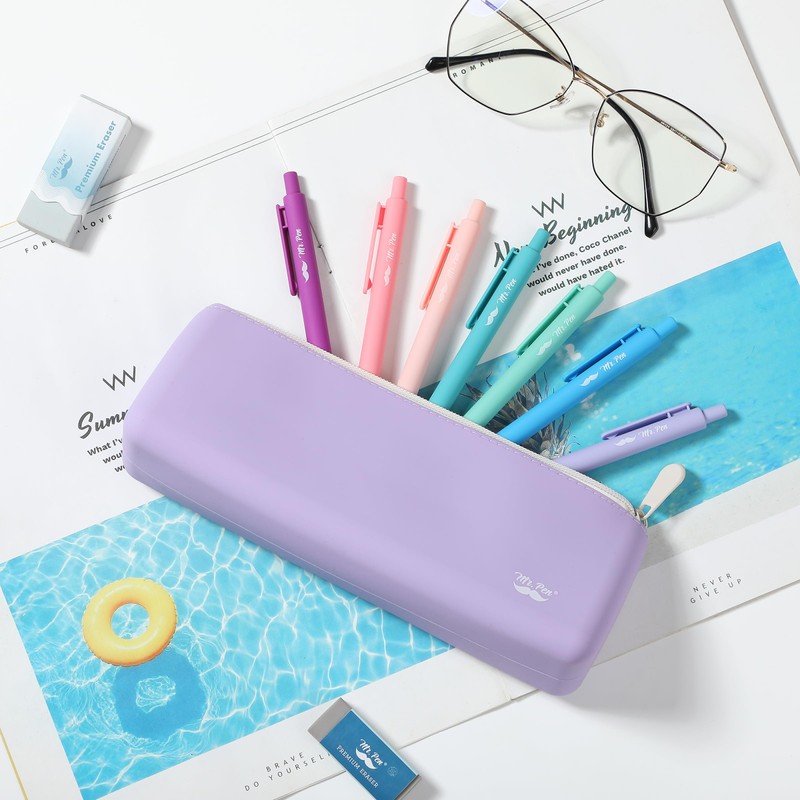 Mr. Pen- Silicone Pencil Case Pouch, Pastel Lavender, Aesthetic Triangular
