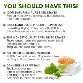 Lavendium, Premium 8oz Dried Basil – 100% Pure, Non-GMO, Gluten-Free, Vegan – Aromatic Culinary Herb for Cooking, Garnish, and Seasoning – No Additives or Preservatives – Resealable Bag