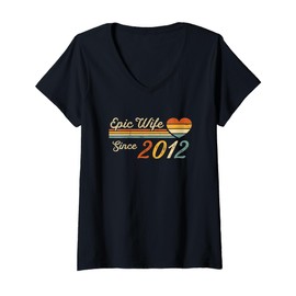 Womens 13th wedding anniversary 13 years - Epic Wife Since 2012 V-Neck T-Shirt
