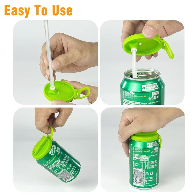 DIPESI 4-pack 4 Color Soda Can Lids with straw, Soda