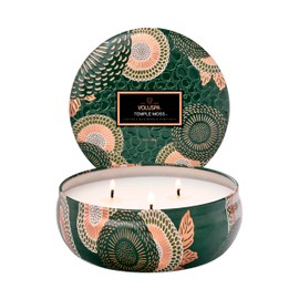 Voluspa Temple Moss, 3 Wick Tin Candle, 12oz, 40 Hour Burn Time, Coconut Wax Candle for The Home, Poured in the USA