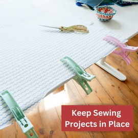 Madam Sew Jumbo Quilting Clamps | 6 Extra Large Sewing Clips for Fabric and Quilting | Binding & Crafting Projects | 5 inch Wide Opening Fabric Clip | Quilt Clips Keeps Fabric in Place