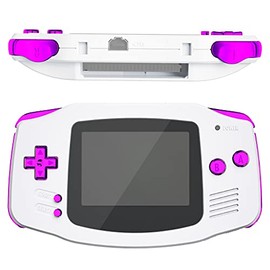 eXtremeRate Chrome Purple Replacement Full Set Buttons for Gameboy Advance GBA - Handheld Game Console NOT Included
