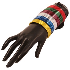 Touchstone "Colorful Bangle Collection Indian Bollywood Alloy Metal Rich 6 Gorgeous and Live Textured Mix Colors Bangle Bracelets Set of 72 for Women, S - Circ 7.4 in-Indn Size 2.6-Dia 2.3 in, Alloy,