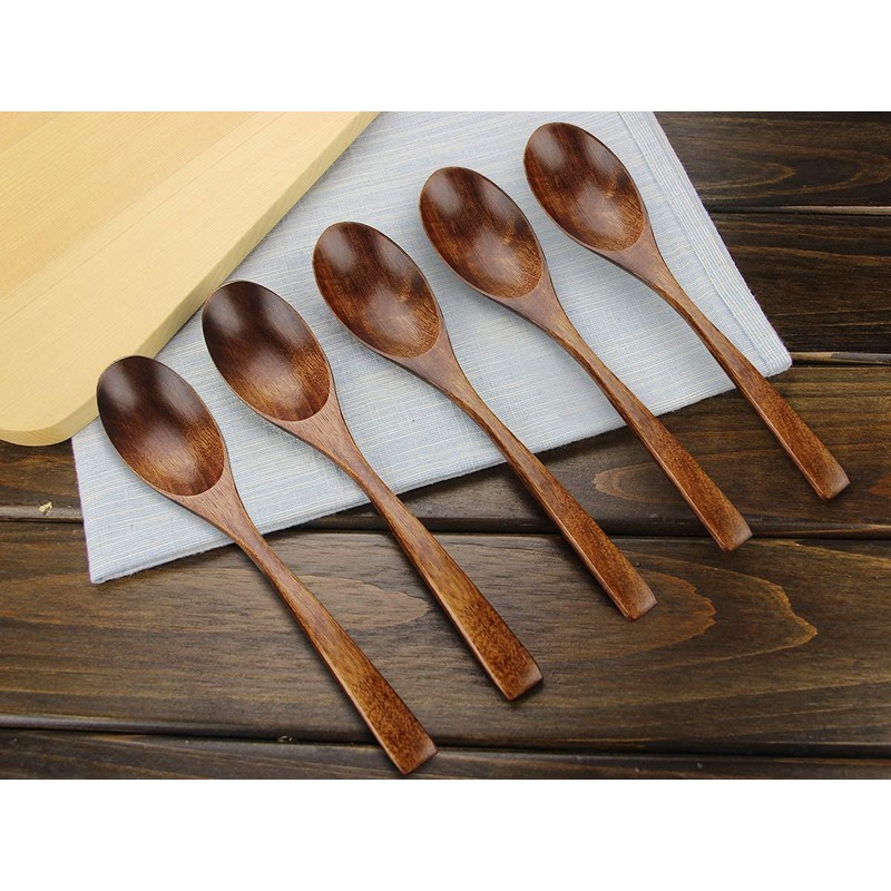YFWOOD Natural Wooden Spoons, Set of 5, 7.9 inches (20