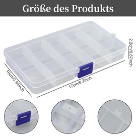 Set of 2 Rectangular Plastic Sorting Boxes with 1 Small Square Storage Box Set, Transparent Sorting Box, Jewellery Organiser Box for Jewellery, Earrings, Small Parts (Transparent)