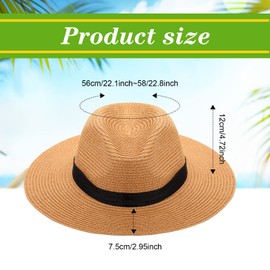 Roshtia 6 Pcs Panama Straw Hats for Men and Women Foldable Wide Brim Bride Hats Summer Sun Protection for UV Protection(Light Coffee)