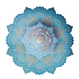 Pinenjoy Large Mandala Wall Decal Blue Lotus Flower Wall Sticker Removable Indian Namaste Vinyl Wall Art Mural 18.5x18.5inch for Yoga Meditation Living Room Bedroom TV Sofa Background Decors