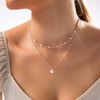 Zeffy Layered Silver Pearl Necklaces for Women Dainty Layered Tiny