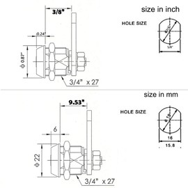 Tubular Cam Lock, Keyed Alike Removable Key RV Compartment Storage Lock Cabinet Locks (25, 3/8")