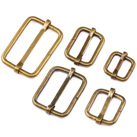 Swpeet 50 Pcs Bronze Metal Rectangle Adjuster Triglides Slides Buckle, Roller Pin Buckles Slider Strap Adjuster for Belt Bags DIY Accessories - 13mm / 15mm / 20mm / 25mm/ 35mm