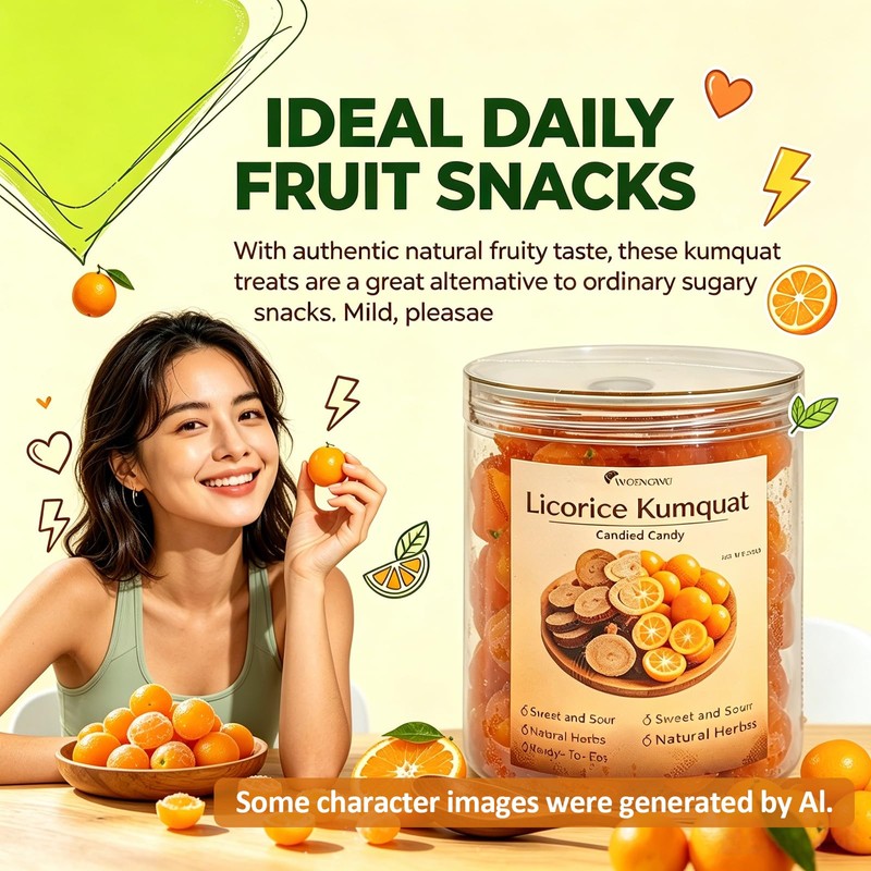 1.1Lb Candied Kumquat Whole Preserves, Classic Asian Snack