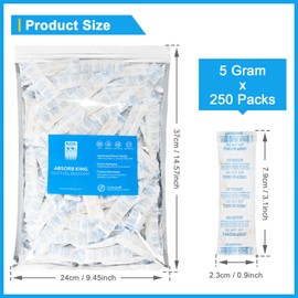 Moisture Absorbers – 250 Packs 5 Gram Silica Gel Packs Food Grade Desiccant Packs, Premium Desiccant Packets for Storage, Color Indicating Silica Gel for Spices, Jewelry, Shoes, Electronics, Tool Box