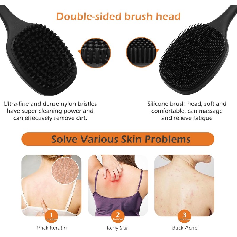 Back Scrubber for Shower, New Update Double Sided Body Scrub