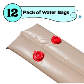 Buffalo Blizzard Tan 10-Foot Long Double Chamber Water Bags | 12 Pack | 18-Gauge Heavy-Duty Vinyl Material | Secures Winter Cover to Rectangular Swimming Pools