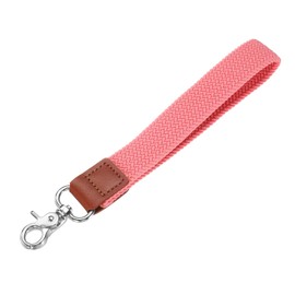 sourcing map Wrist Lanyard Keychain, 200mm Braided Wristlet Strap with Silver Clasp, Hand Key Holders Lanyard for Women Men Car Keys ID Badges Card Wallet, Pink