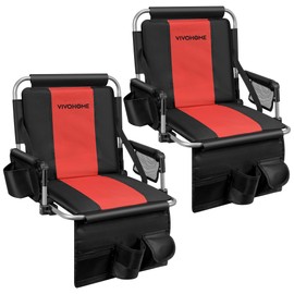VIVOHOME Stadium Seats with Back Support and Cushion, 2 Pack Portable Bleacher Chairs Portable Stadium Seat for Bleachers with Back Support, Folding Bleacher Chair