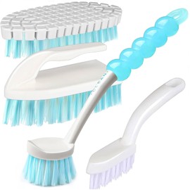 GIPTIME Washing Up Brush Rim Brush, Pack of 4 Cleaning Brushes Including Scrubbing Brush, Comfort Handle, Kitchen Cleaning, Bendable Hand Scrubbing Brush, Wall Joint Brush, Home Scrubbing Brush