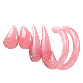 Minimalist Large Round Earrings Boho Vintage Earrings for Women Dangling Hoop Earrings Lightweight Waterdrop Teardrop Earrings Pink Cicle Earrings 3Pairs