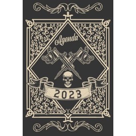 Agenda 2023 Tattoo Style: Planner settimanale A5 in carta crema con calendario annuale, tracker abitudini mensile, spazio per le note settimanali, pagine per i contatti
