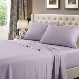 Royal Hotel Bedding Solid Lilac 600-Thread-Count Super-Deep 4pc California-King Bed Sheet Set 100-Percent Cotton, Sateen Solid, Extra Deep Pocket