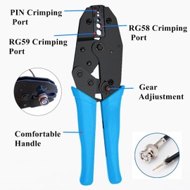 Dasxskj Coaxial Cable Tool Kit, BNC Crimp tool for RG58, RG59, RG62, RG174, 20PCS RG58 BNC Male Crimp Connectors,10PCS BNC Female to Female Connectors, Cable Stripper, Heat Shrink Tube Cable Tester