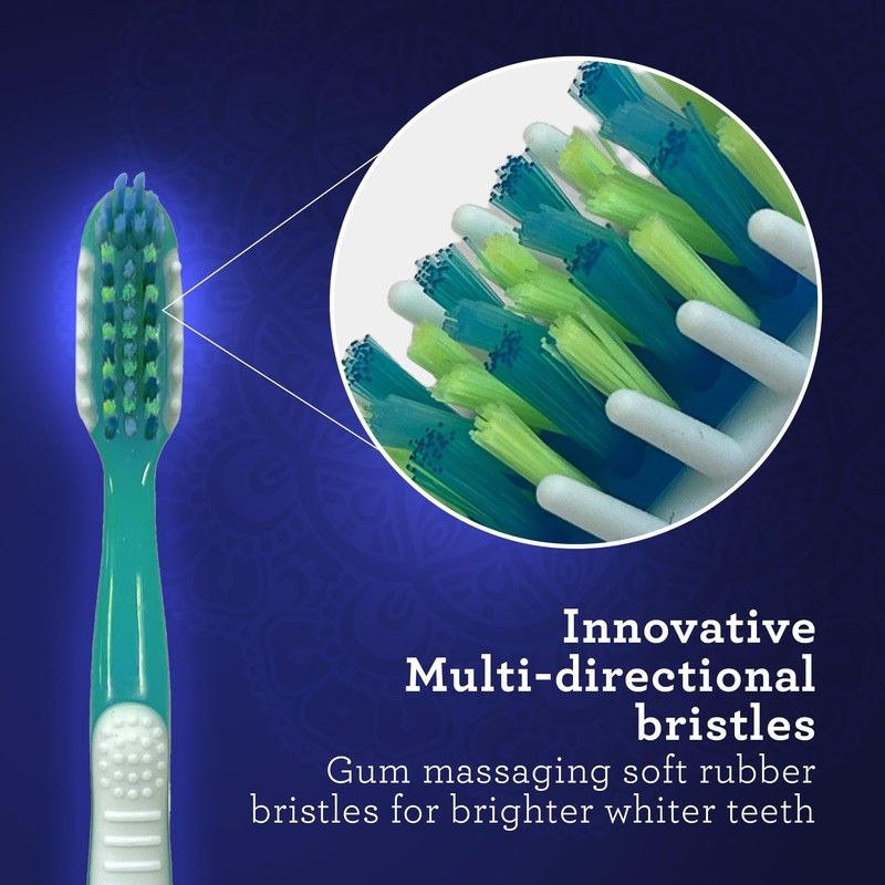 GuruNanda Multi-Action Toothbrush with Tongue Cleaner - Soft Bristles for