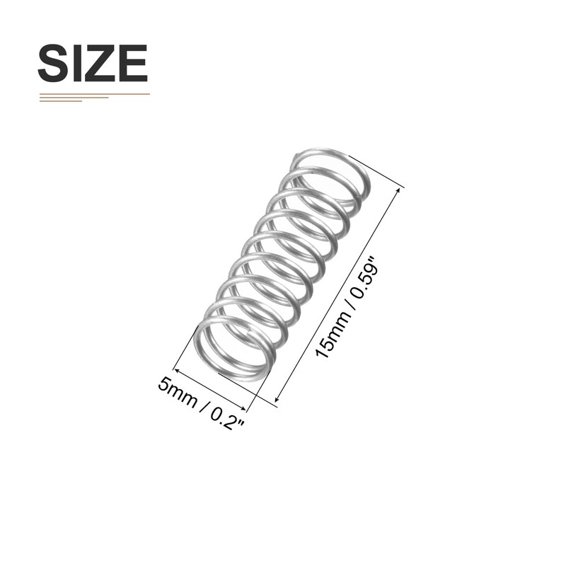 DTGN 0.5x5x15mm (DxODxL) Compression Springs, 50 Pack, Perfect for Machinery,