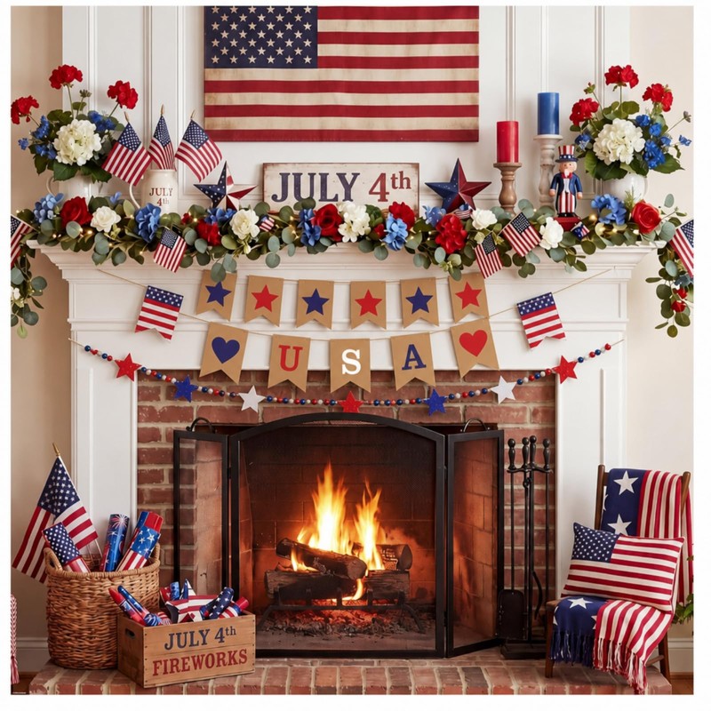 SmoothNovelty 2 Sets 250th Anniversary Wooden Red and Blue Star
