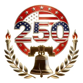 5Pcs USA 250th Anniversary Window Decals for Cars, Trucks, SUVs, Laptops, Bumper Stickers Exclusive for Independence Day Celebrations (Red-Gold)