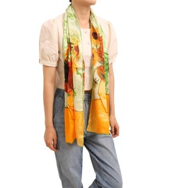 prettystern Women's Silk Scarf Van Gogh Painting Art Prints - P466 - Sunflowers