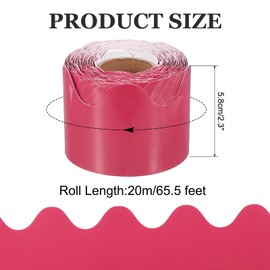 PATIKIL Bulletin Board Border, 65.5 Feet Poster Chalkboard Cork Decoration Trim Scalloped Borders Wall Decor for Classroom Office Locker, Rose Red