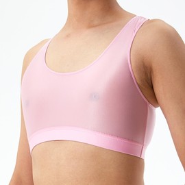 GENEMEN Mens Crop Top Glossy Sports Bras Y Back Workout Tank Top Undershirt Sleeveless Vest Sheer Shirt (Lilac, 2XL)