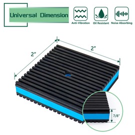 Memrita 4 Pack 6" X 6" X 7/8" Anti Vibration Pads,Heavy Duty EVA Pads,Blue Ribbed Rubber Pads M10 for Outdoor Air Conditioner,Washer and Dryer,Condensers Units