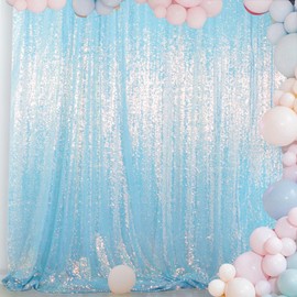 ShinyBeauty 125 x 245 cm Iridescent Backdrop 125 x 245 cm Photography Backdrop Glitter Photo Backdrop Aqua Blue