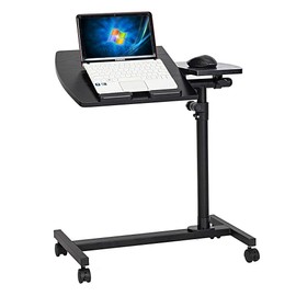Ynredee Rolling Laptop Table Lap Desk,Bedside Desk,Multifunctional Lifting Computer Desk with Wheels Adjustable Laptop Stand Sofa Side Table (Four-Wheel)