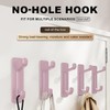 Self-Adhesive Wall Hooks, Pink, ABS Material, No-Hole Design, Waterproof Utility