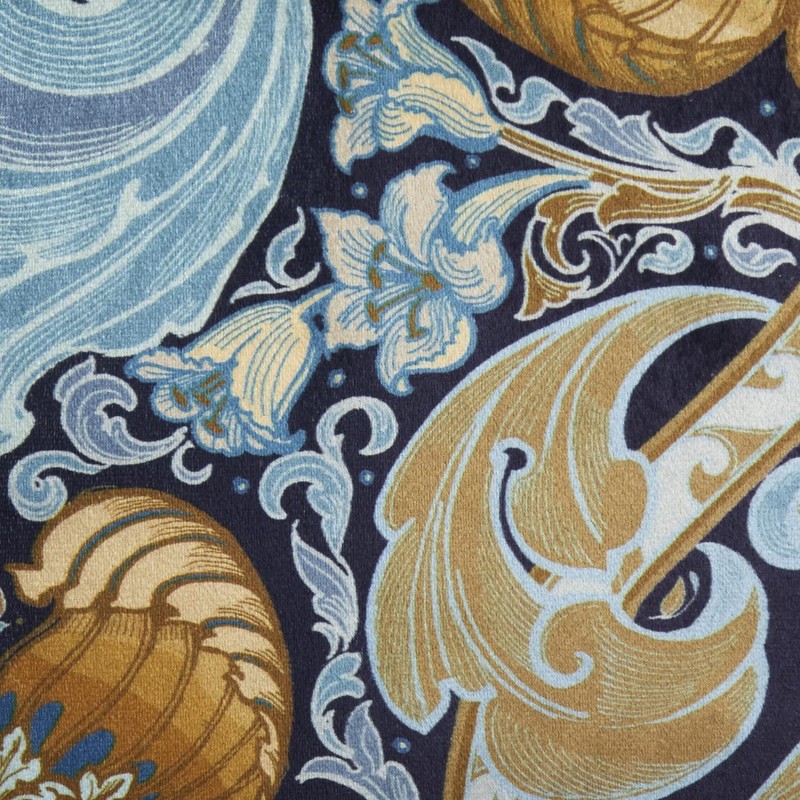 Laurence Llewelyn-Bowen Velvet Cushion – Ochre & Navy Damask Floral