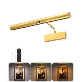 Skairipa 13" Rechargeable Picture Light for Wall with Remote, Gold 1-Pack