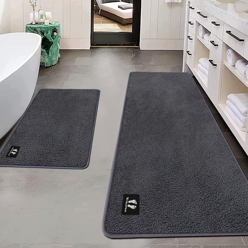 RTBQJ-AT Bath Mat Non-Slip Absorbent Bathroom Rug Microfibre Soft Bath